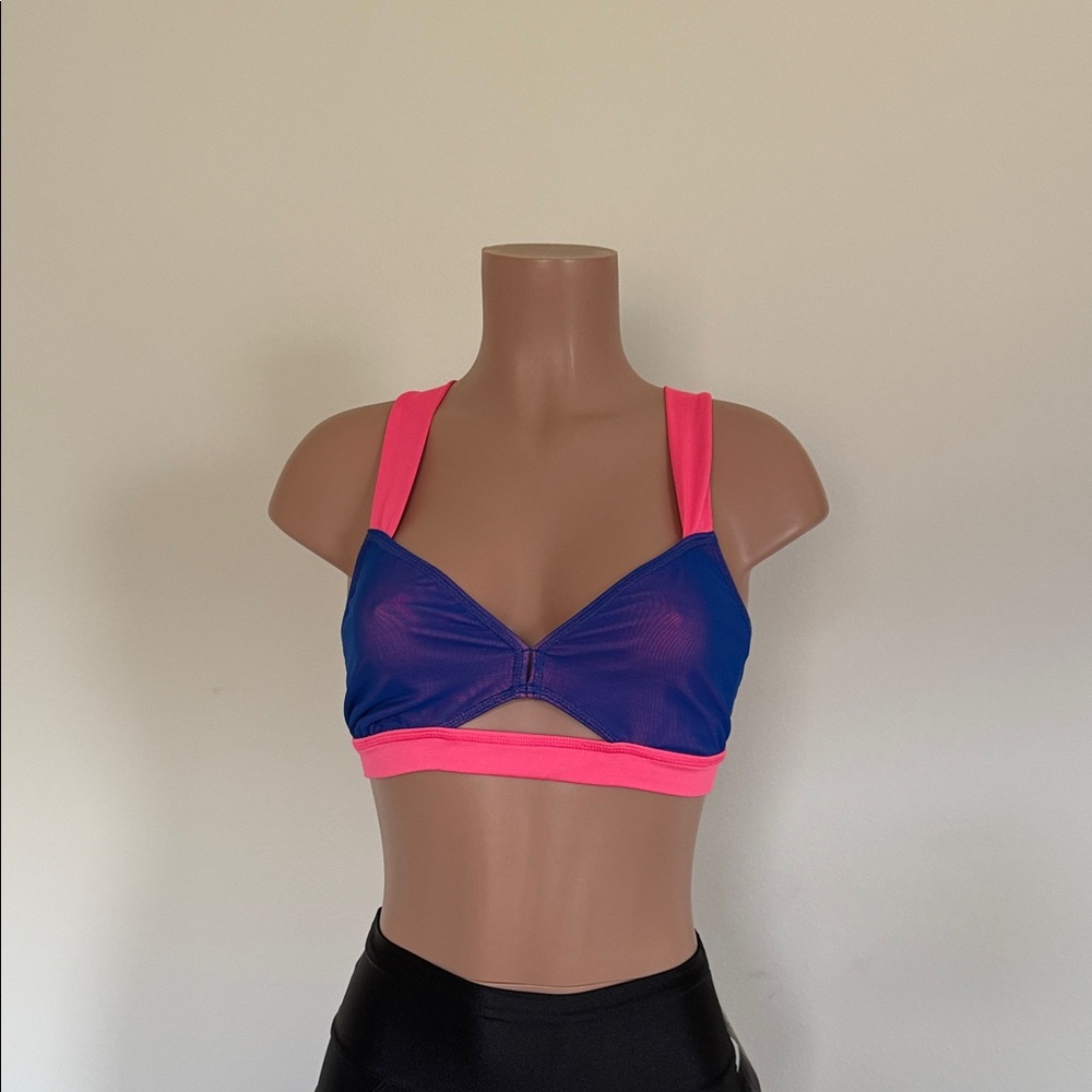 Vibrant Pink and Blue Sports Bra yarishna size medium large, excellent condition